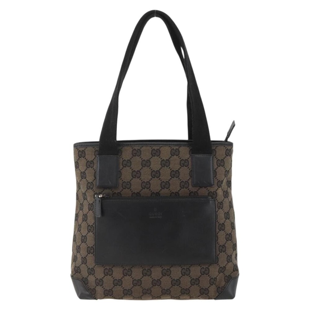 Gucci Vintage Front Pocket Tote GG Coated Canvas with Leather